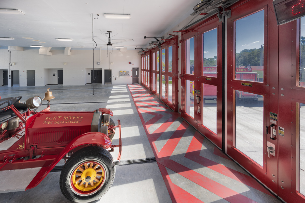 Interior bay view of the Fire and Rescue Station 17 Fort Myers, FL.